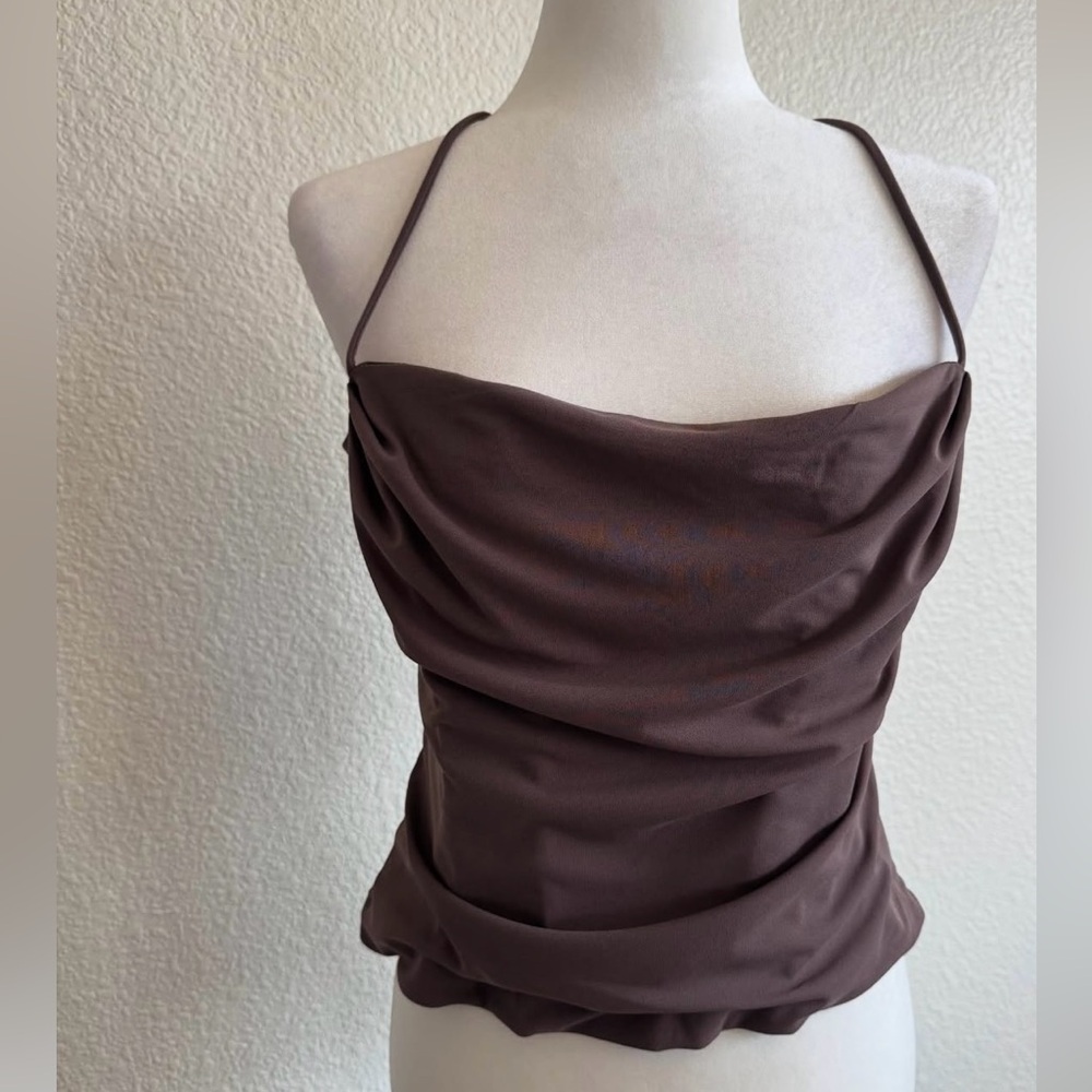 Zara Chocolate Brown Draped Camisole